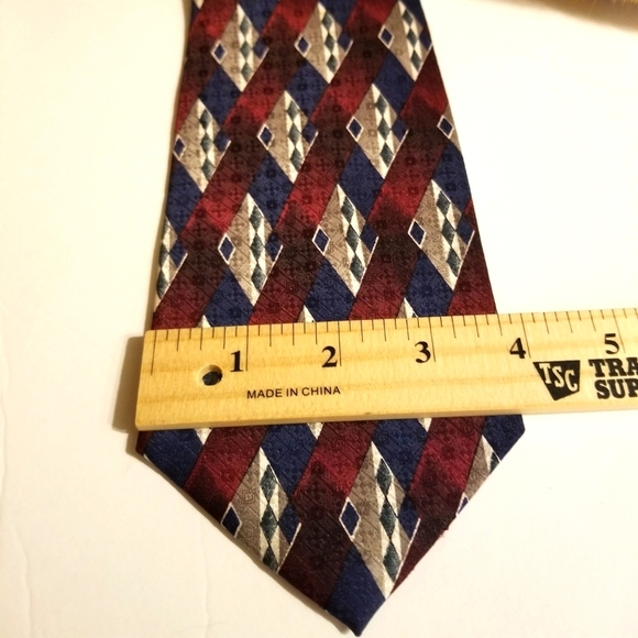 Stafford Exec Tie Woven USA Import Silk Tipped Bar & Slip String Red Blue 54" 4” - Picture 12 of 14